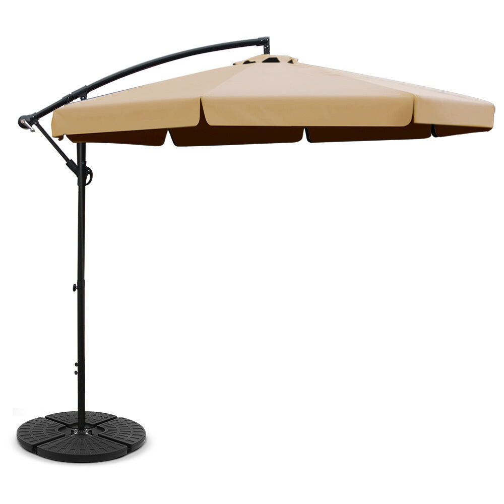 3M Umbrella with 48x48cm Base Outdoor Umbrellas Cantilever Sun Beach UV 3M Umbrella with 48x48cm Base Outdoor Umbrellas Cantilever Sun Beach UV