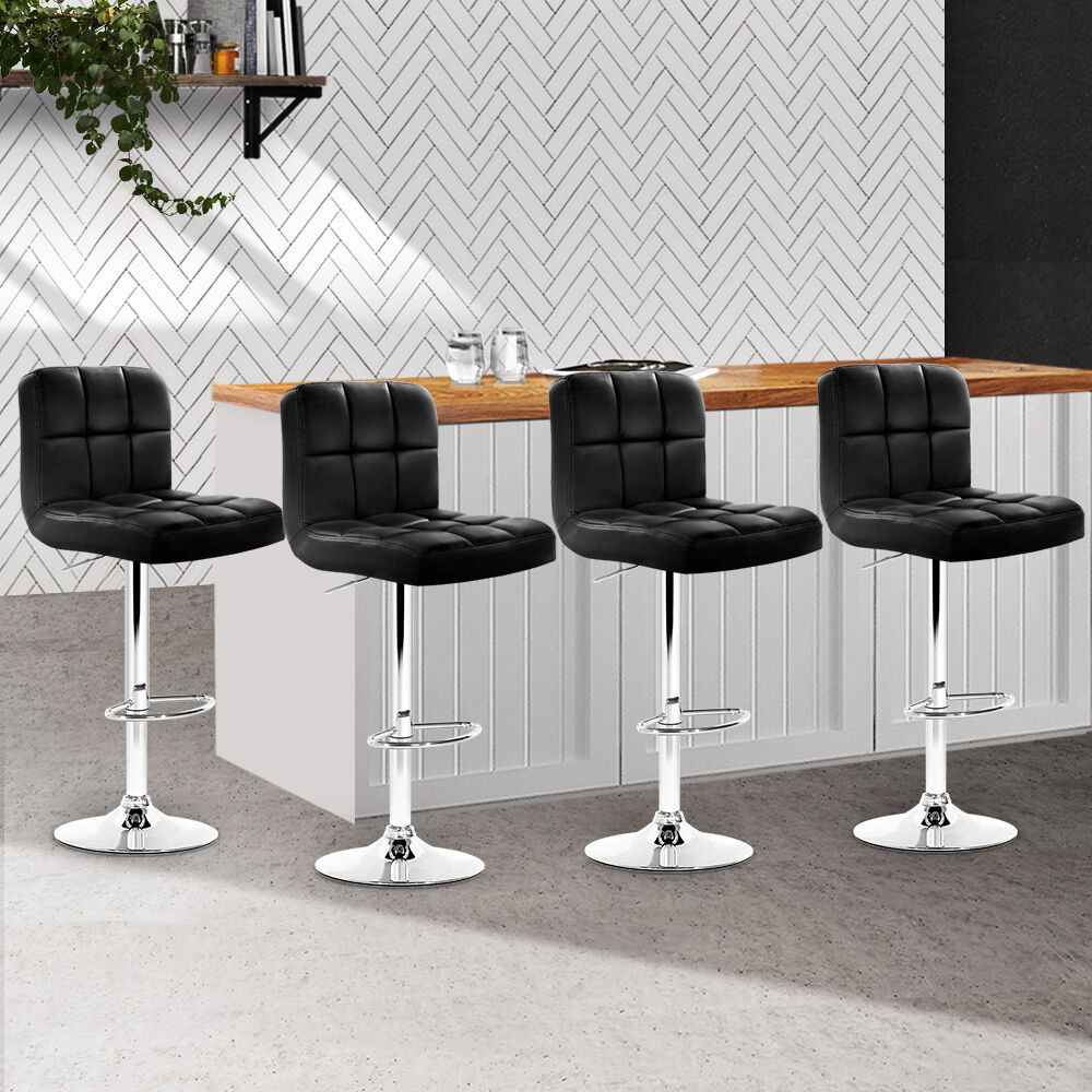 Set of 4 Bar Stools Gas lift Swivel - Steel Set of 4 Bar Stools Gas lift Swivel - Steel