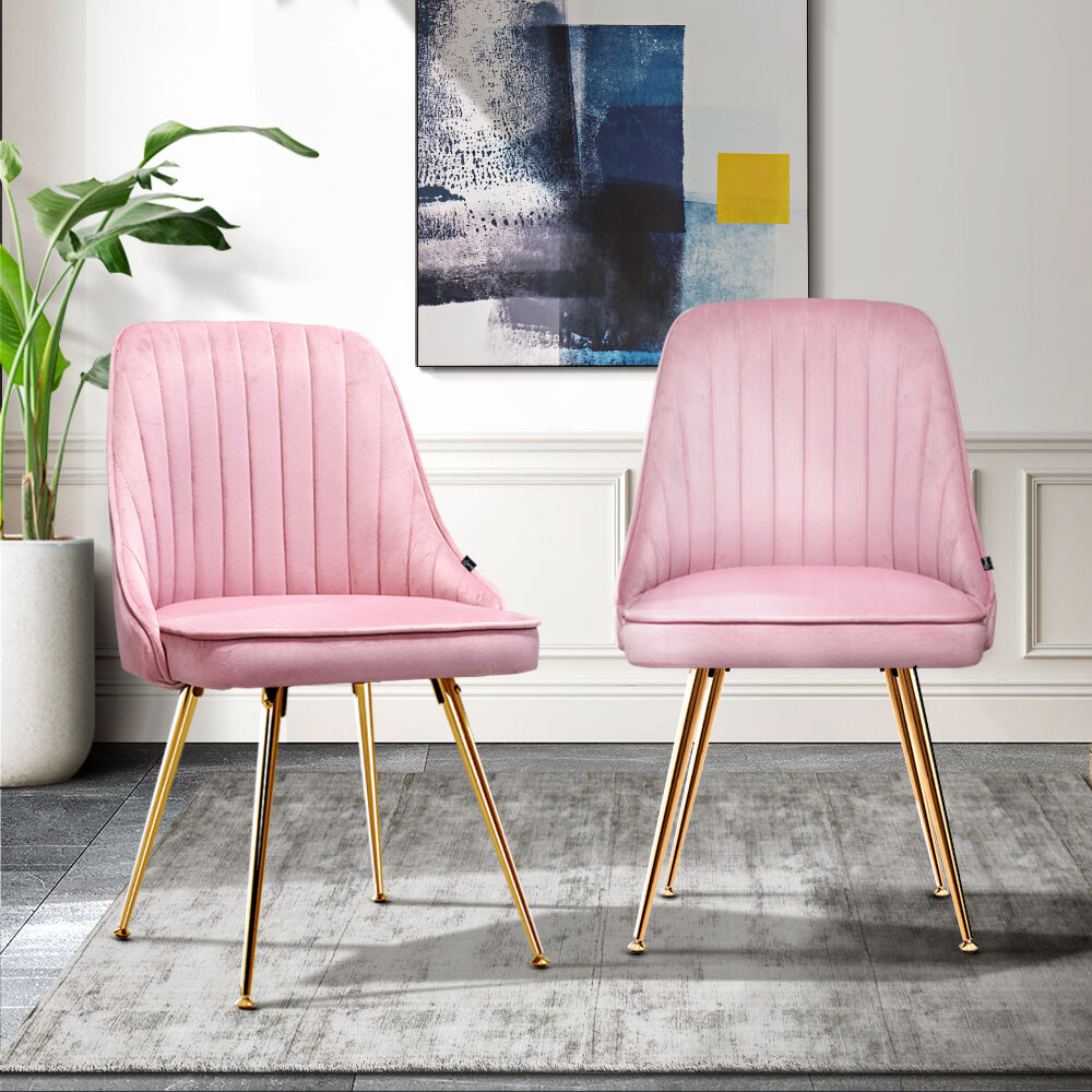 Set of 2 Dining Chairs Retro Chair Cafe Kitchen Modern Metal Legs Velvet Set of 2 Dining Chairs Retro Chair Cafe Kitchen Modern Metal Legs Velvet