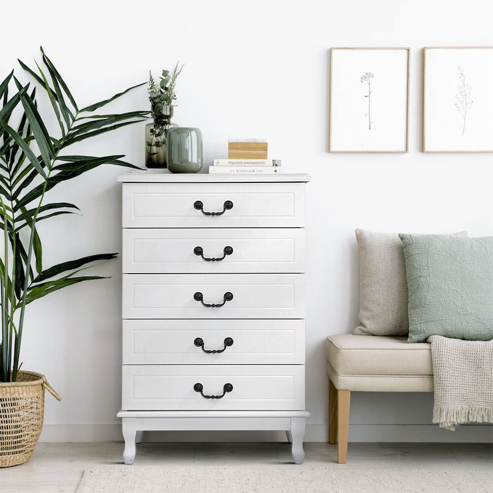 Chest of Drawers Dresser Table Lowboy Storage Cabinet White KUBI Bedroom Chest of Drawers Dresser Table Lowboy Storage Cabinet White KUBI Bedroom