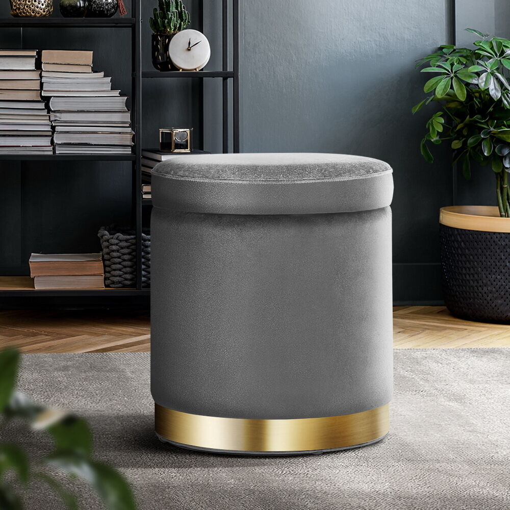 Ottoman Foot Stool with Storage Round Velvet Foot Rest Pouffe Footstool Ottoman Foot Stool with Storage Round Velvet Foot Rest Pouffe Footstool