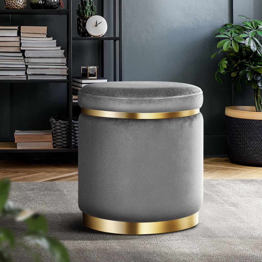 Round Velvet Ottoman Foot Stool Foot Rest Pouffe Padded Seat Footstool Round Velvet Ottoman Foot Stool Foot Rest Pouffe Padded Seat Footstool