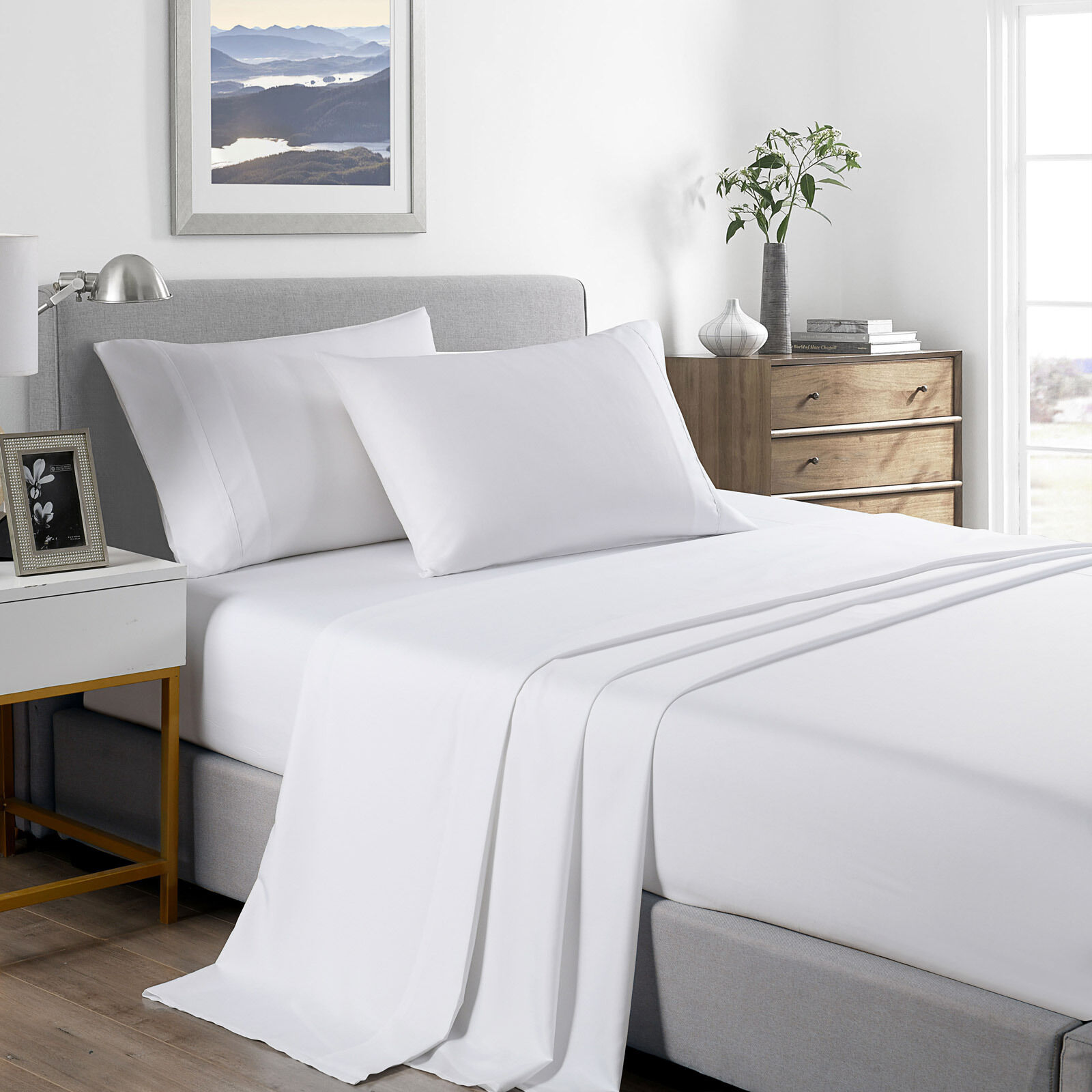 2000 Thread Count Bamboo Cooling Sheet Set Ultra Soft Bedding White 2000 Thread Count Bamboo Cooling Sheet Set Ultra Soft Bedding White