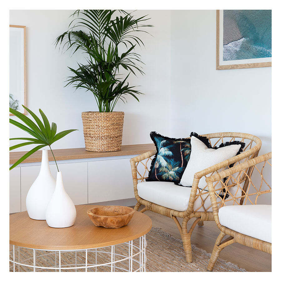 Cushion Cover-Coastal Fringe Black-Palm Trees Black Cushion Cover-Coastal Fringe Black-Palm Trees Black