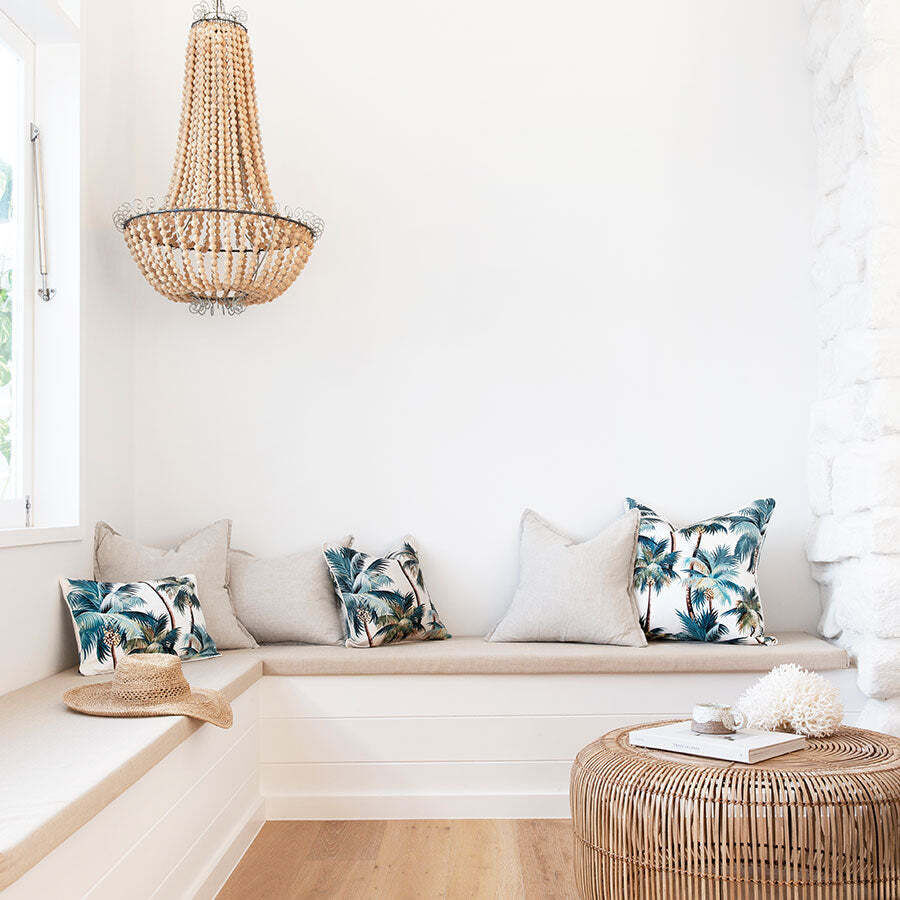 Cushion Cover-With Piping-Palm Trees Natural Cushion Cover-With Piping-Palm Trees Natural