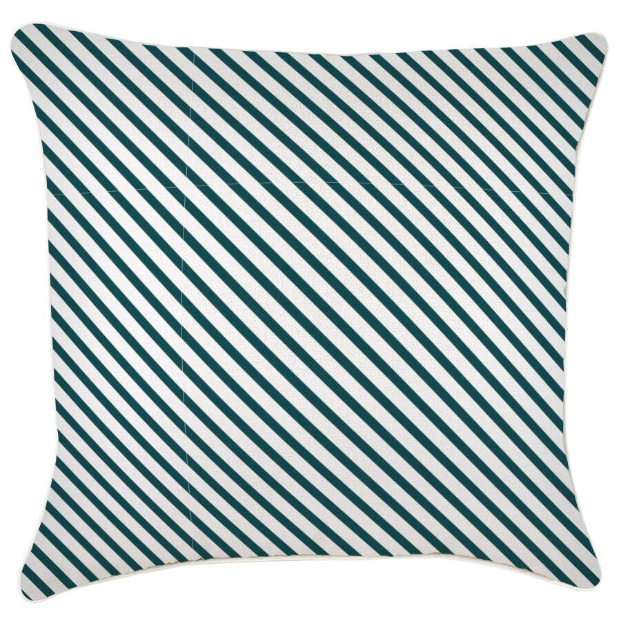Cushion Cover-With Piping-Side Stripe Teal Cushion Cover-With Piping-Side Stripe Teal