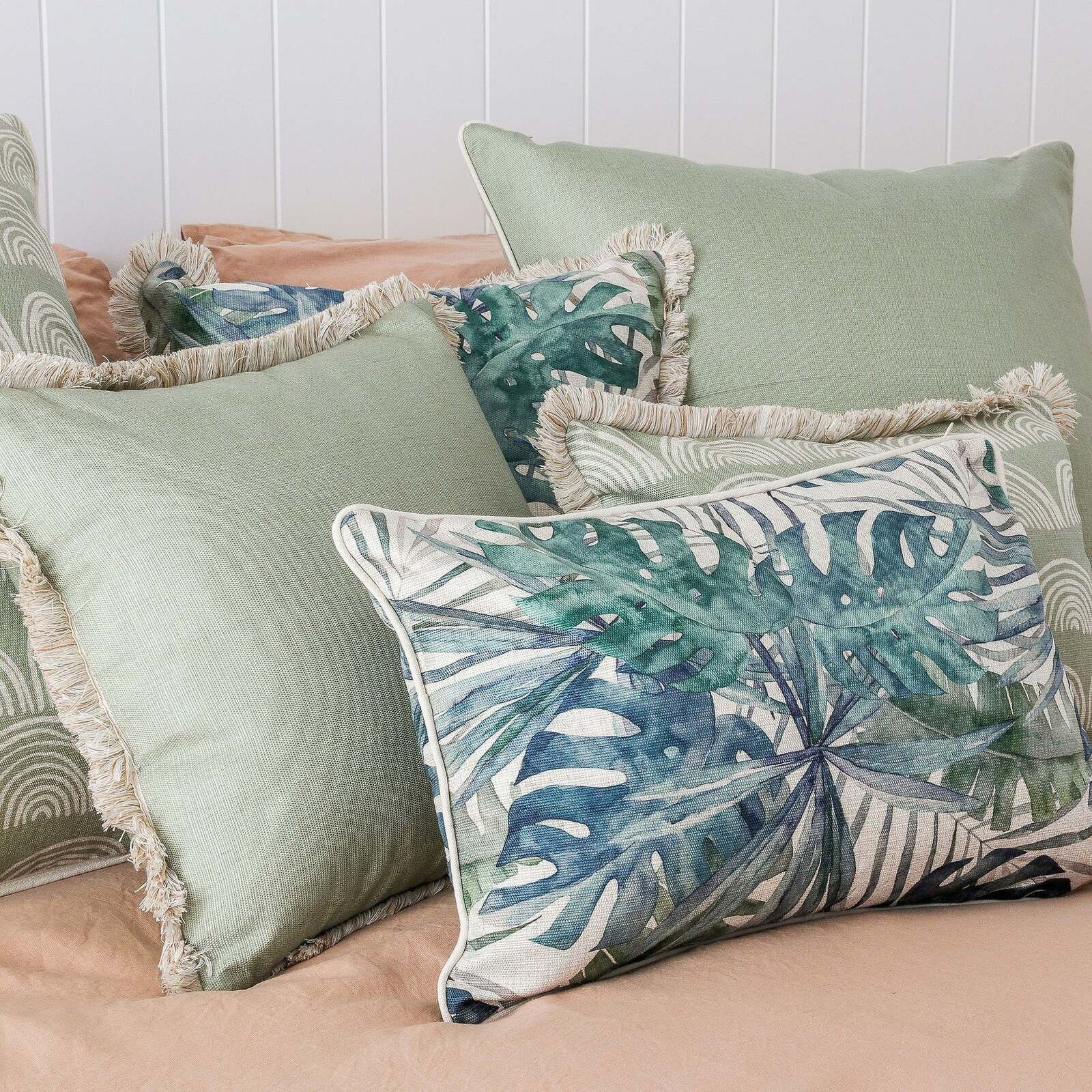 Cushion Cover-With Piping-Solid-Sage Cushion Cover-With Piping-Solid-Sage