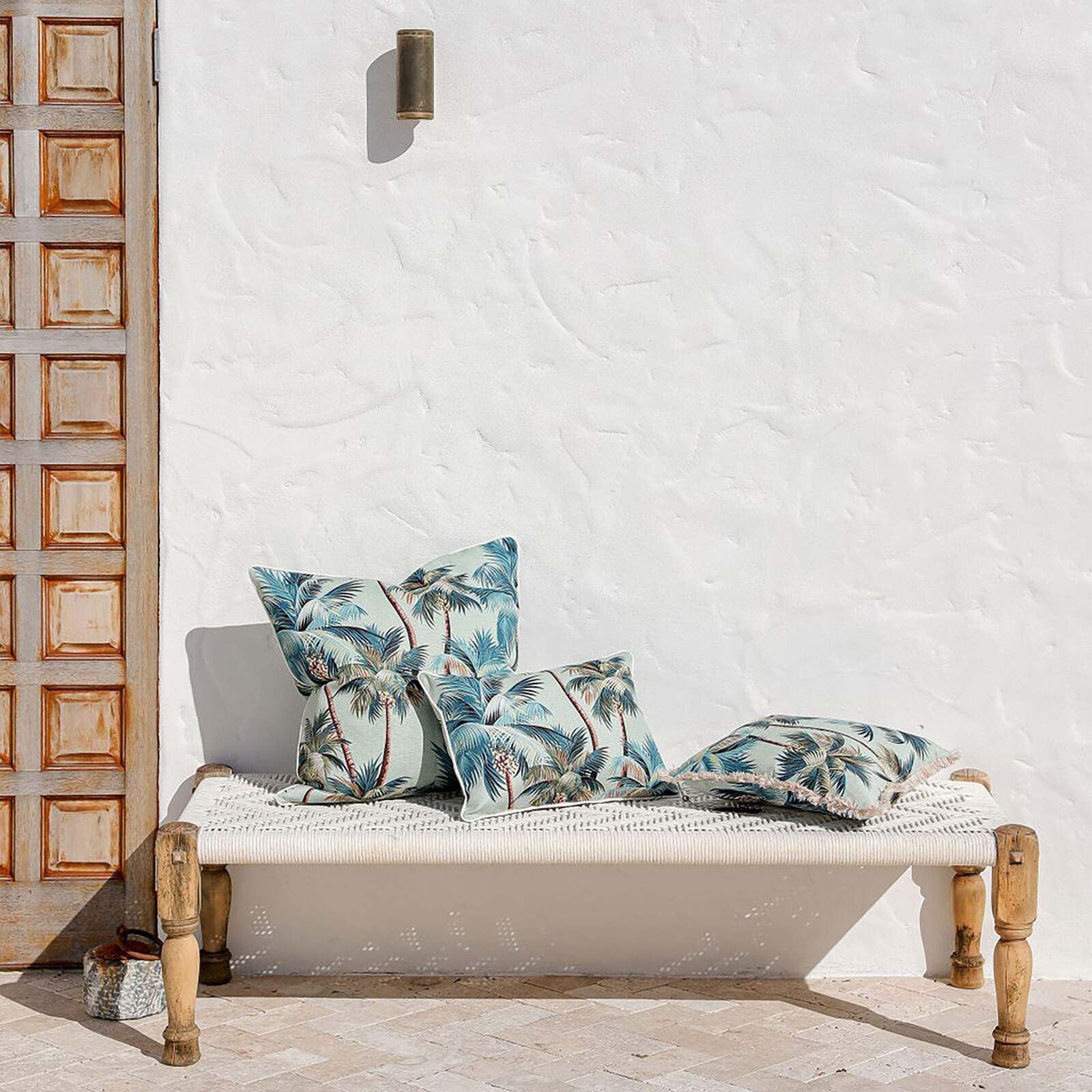 Cushion Cover-With Piping-Palm Trees Seafoam Cushion Cover-With Piping-Palm Trees Seafoam