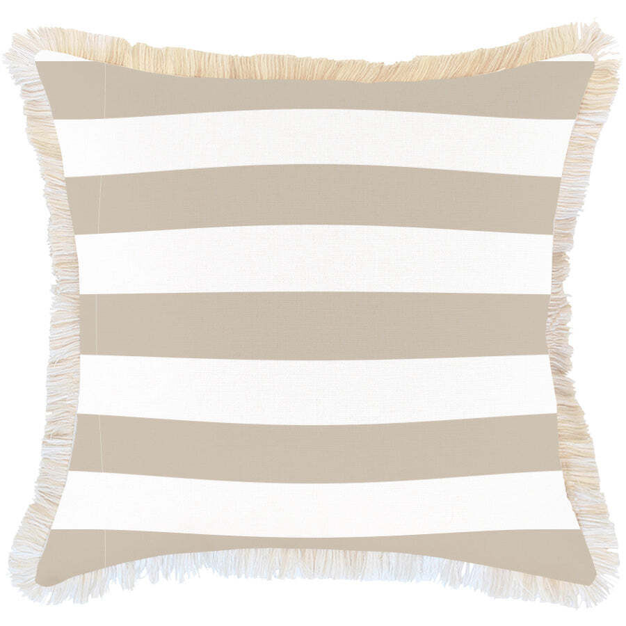 Cushion Cover-Coastal Fringe Deck-Stripe-Beige Cushion Cover-Coastal Fringe Deck-Stripe-Beige