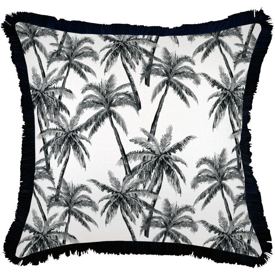 Cushion Cover-Coastal Fringe Black-Castaway Cushion Cover-Coastal Fringe Black-Castaway