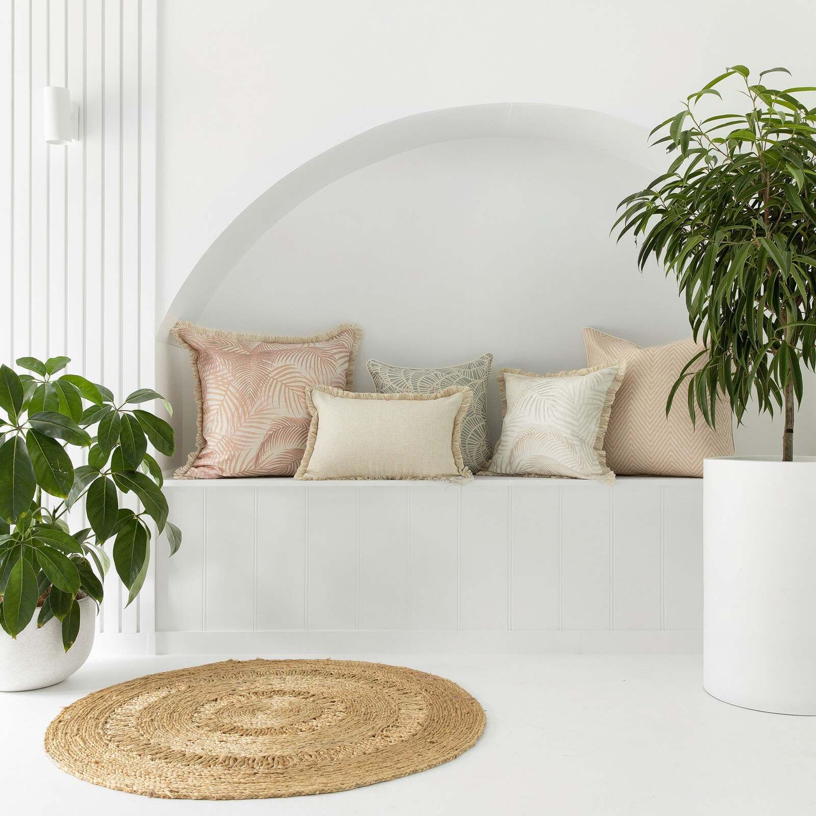 Cushion Cover-Coastal Fringe Natural-Seminyak Blush Cushion Cover-Coastal Fringe Natural-Seminyak Blush