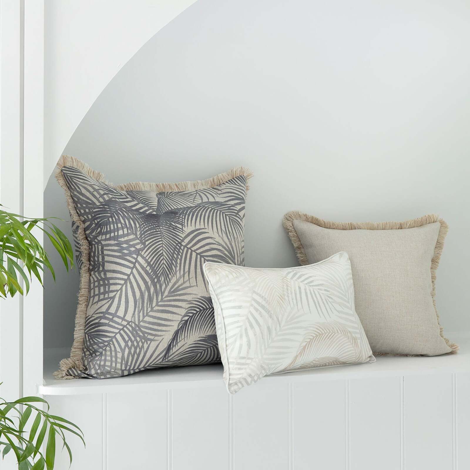 Cushion Cover-Coastal Fringe Natural-Seminyak Smoke Cushion Cover-Coastal Fringe Natural-Seminyak Smoke