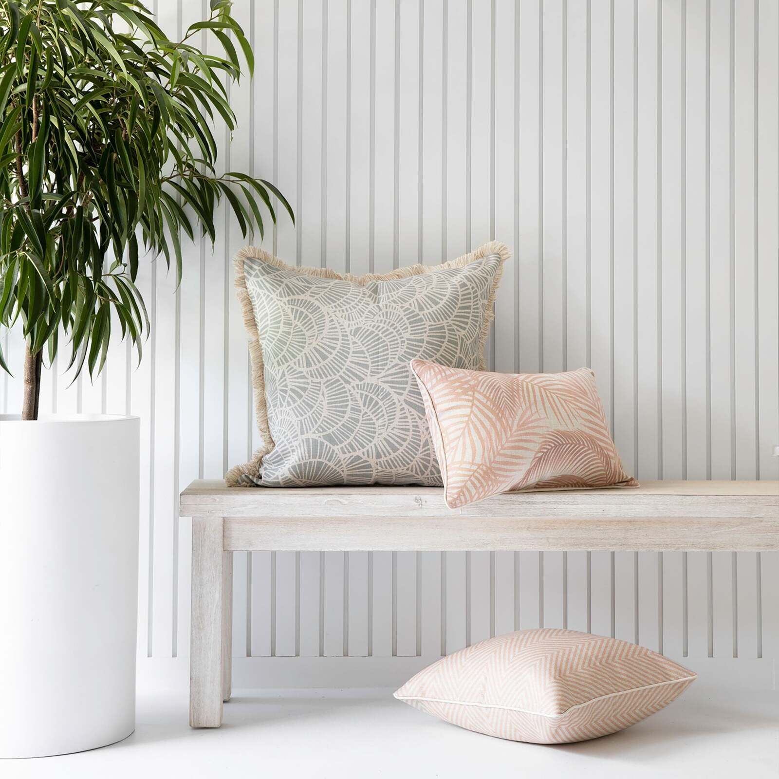 Cushion Cover-Coastal Fringe Natural-Positano Smoke Cushion Cover-Coastal Fringe Natural-Positano Smoke