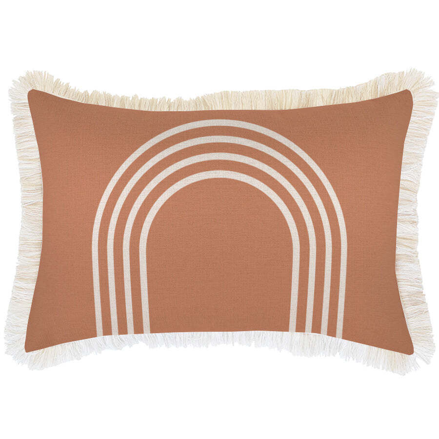 Cushion Cover-Coastal Fringe-Arch-Clay Cushion Cover-Coastal Fringe-Arch-Clay