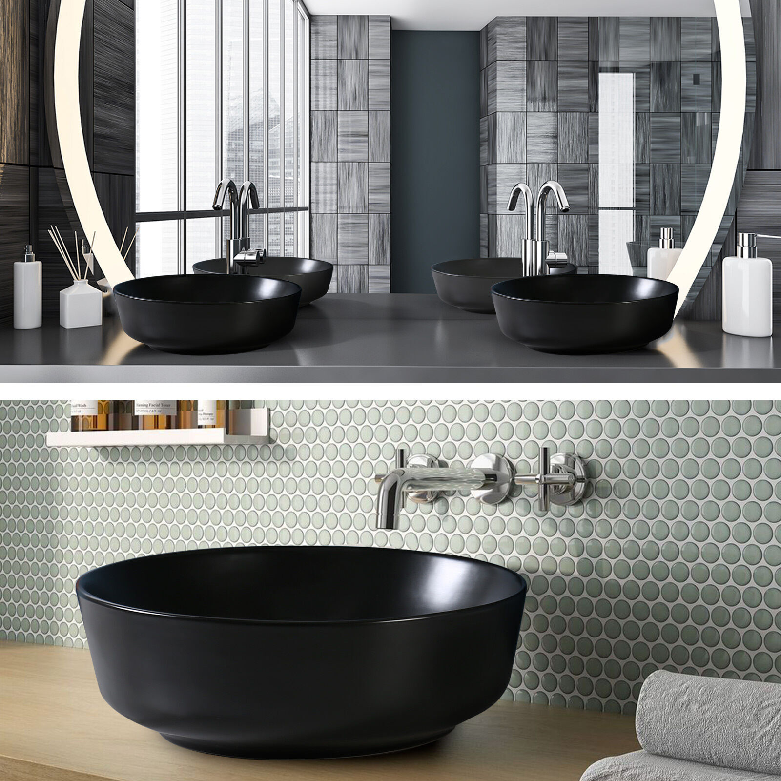 Muriel 42 x 42 x 13.5cm Ceramic Bathroom Basin Vanity Sink Round Above Counter Top Mount Bowl Muriel 42 x 42 x 13.5cm Ceramic Bathroom Basin Vanity Sink Round Above Counter Top Mount Bowl