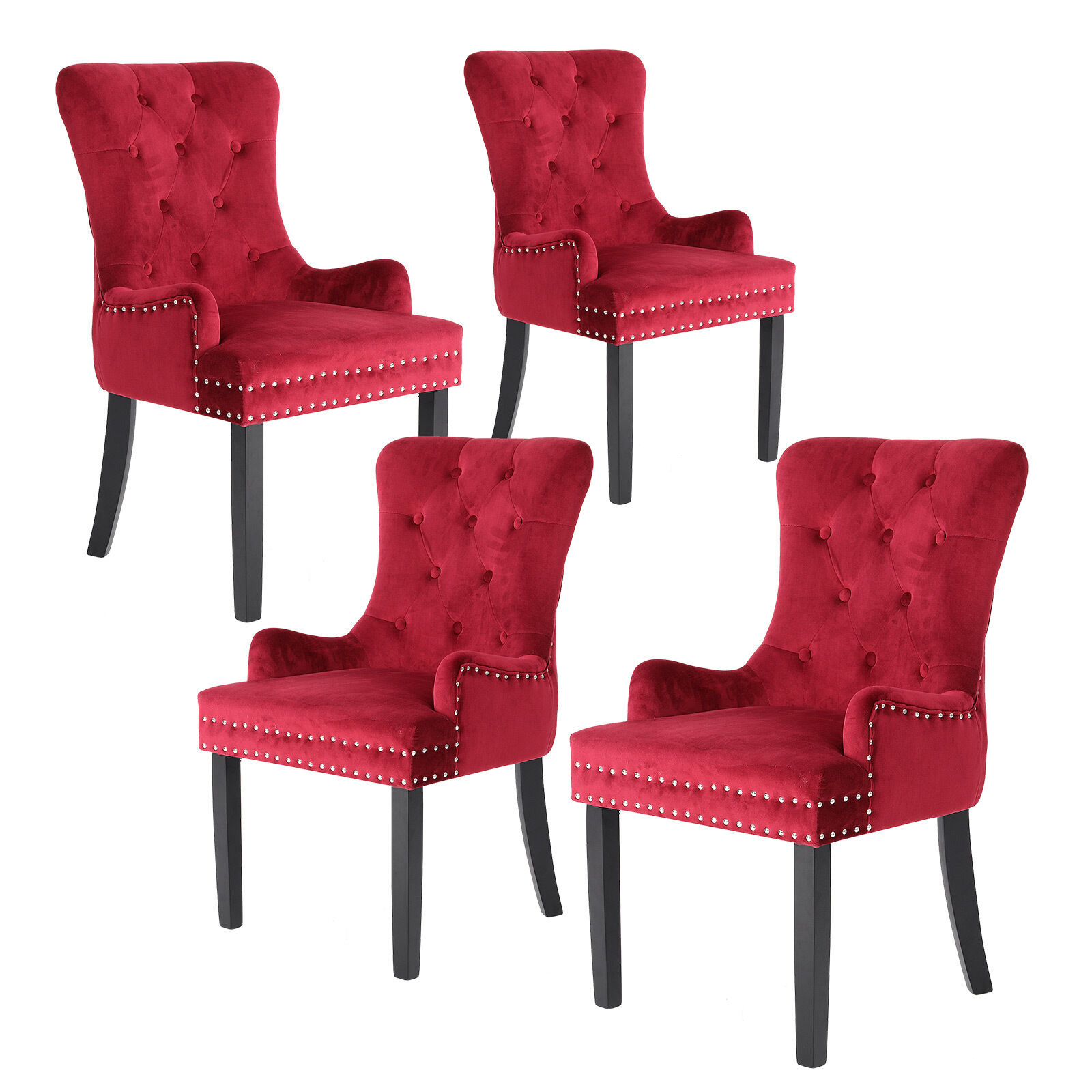 French Provincial Dining Chair Ring Studded Lisse Velvet Rubberwood French Provincial Dining Chair Ring Studded Lisse Velvet Rubberwood