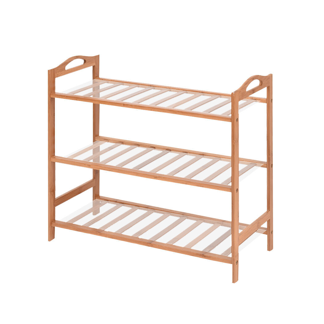 2x 3 Tier Bamboo Shoe Rack Shoes - Model-BAB3CD 2x 3 Tier Bamboo Shoe Rack Shoes - Model-BAB3CD