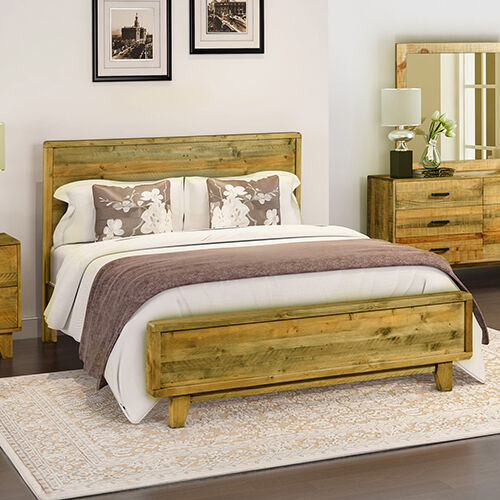 Alpena Wooden Bed Frame in Solid Wood Antique Design Light Brown Alpena Wooden Bed Frame in Solid Wood Antique Design Light Brown