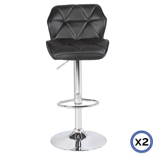 2X Bar Stools Faux Leather Mid High Back Adjustable Crome Base Gas Lift Swivel Chairs 2X Bar Stools Faux Leather Mid High Back Adjustable Crome Base Gas Lift Swivel Chairs