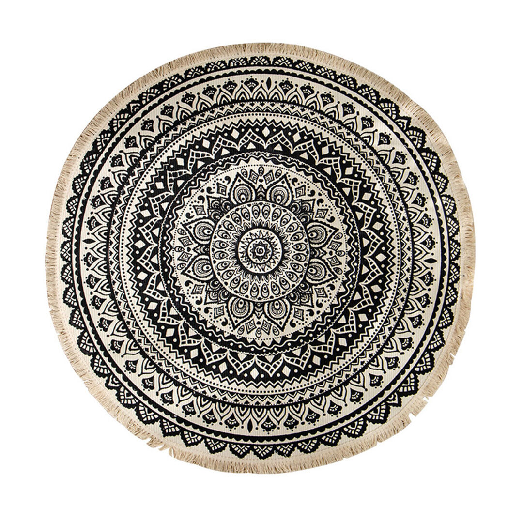 Carpet Soft Linen Bohemian Non-Slip Floor Retro Minimalist Round Rug Home Decor with Tassels Carpet Soft Linen Bohemian Non-Slip Floor Retro Minimalist Round Rug Home Decor with Tassels