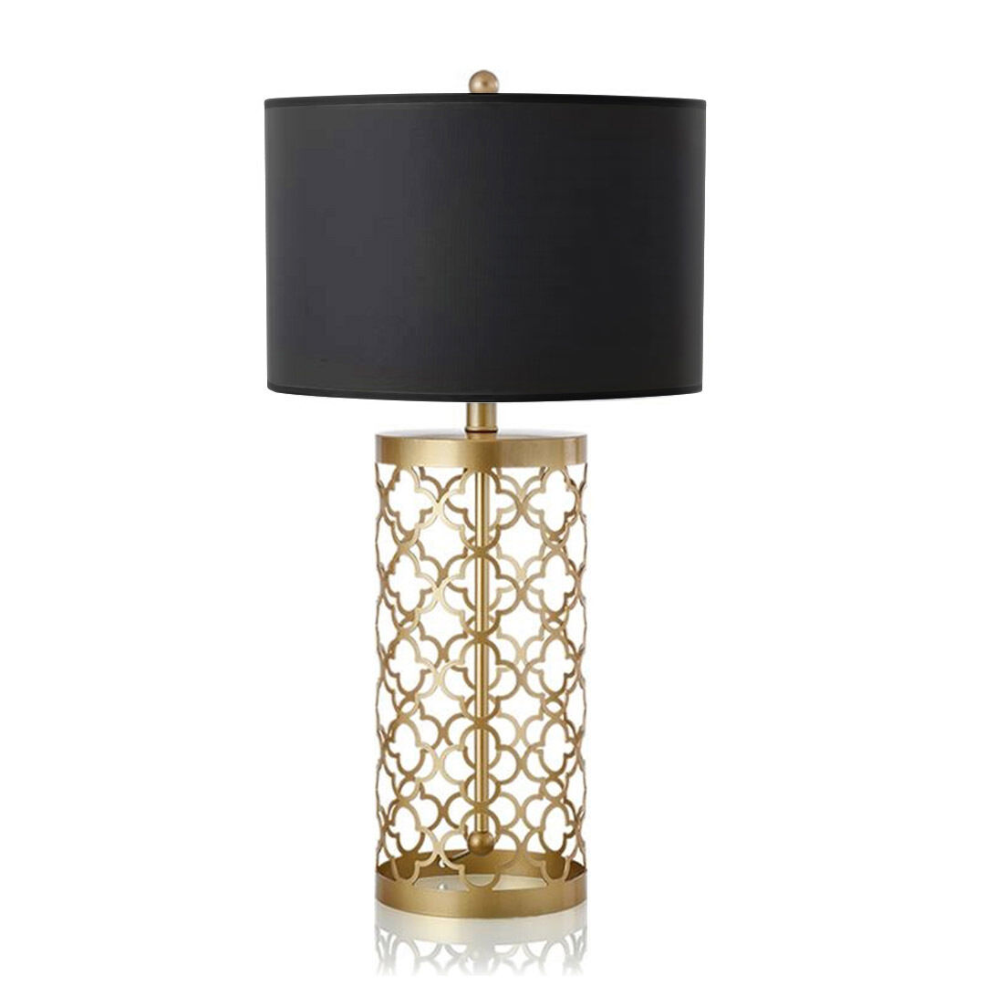 Golden Hollowed Out Base Table Lamp with Dark Shade Golden Hollowed Out Base Table Lamp with Dark Shade