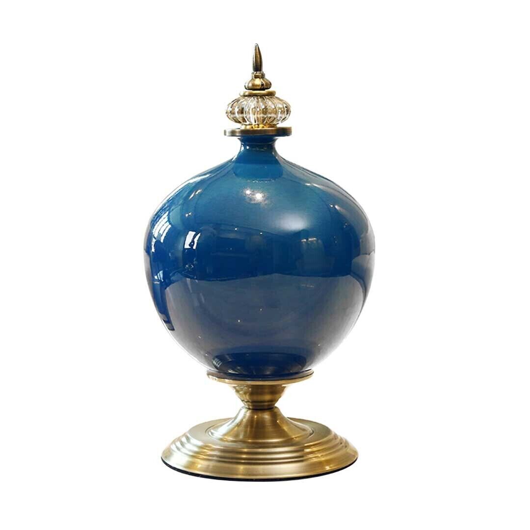 38.50cm Ceramic Oval Flower Vase with Gold Metal Base 38.50cm Ceramic Oval Flower Vase with Gold Metal Base