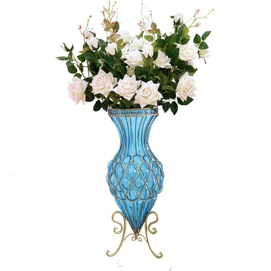 67cm Glass Tall Floor Vase and 12pcs White Artificial Fake Flower Set 67cm Glass Tall Floor Vase and 12pcs White Artificial Fake Flower Set