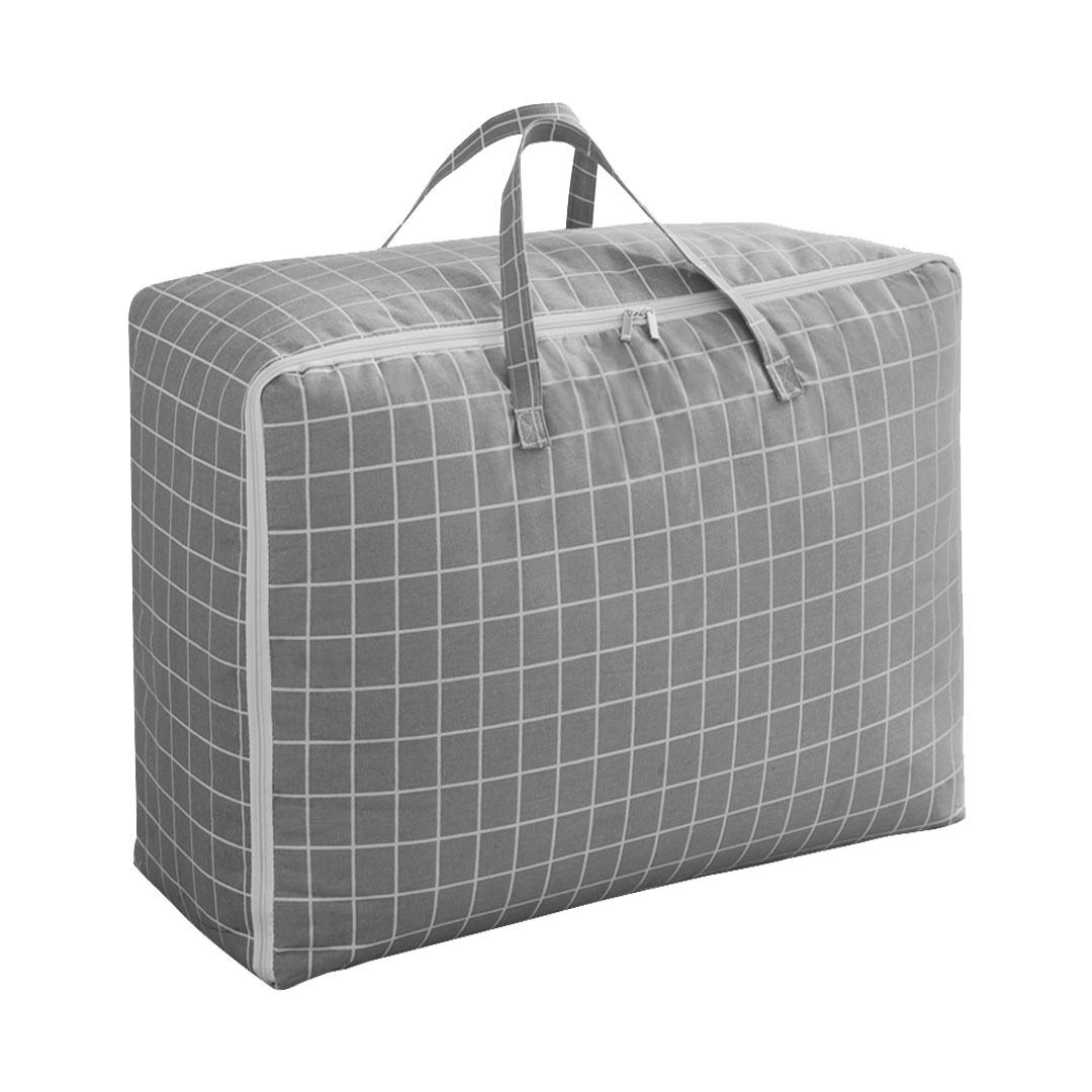 Grey Plaid Storage Luggage Bag Double Zipper Foldable Travel Organiser Essentials Grey Plaid Storage Luggage Bag Double Zipper Foldable Travel Organiser Essentials