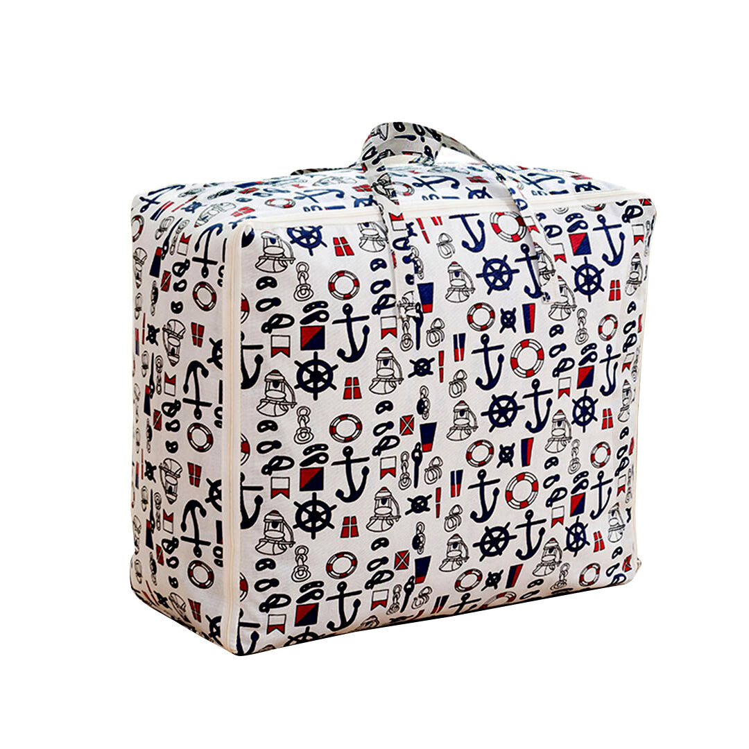 Nautical Icons Storage Luggage Bag Double Zipper Foldable Travel Organiser Essentials Nautical Icons Storage Luggage Bag Double Zipper Foldable Travel Organiser Essentials