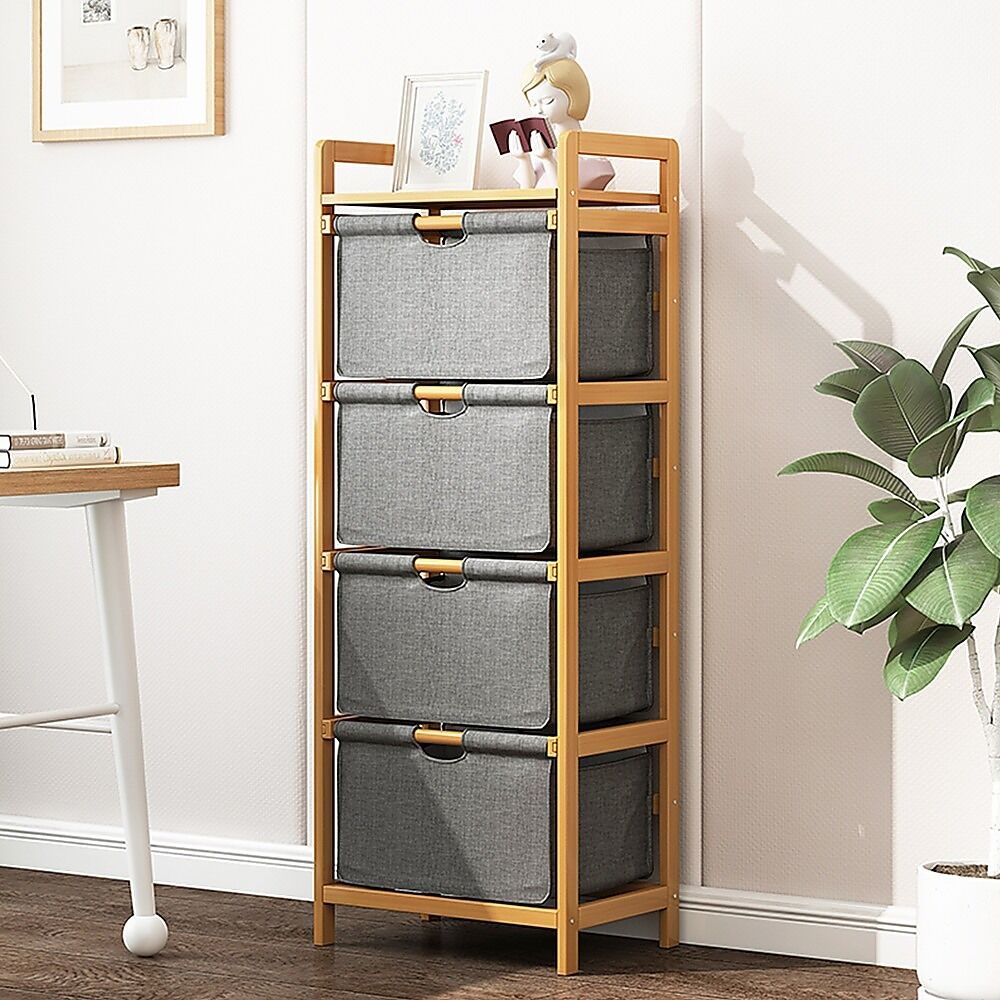 Bamboo Shelf with Storage Hamper - Wooden Bamboo Removable Bags. Bamboo Shelf with Storage Hamper - Wooden Bamboo Removable Bags.