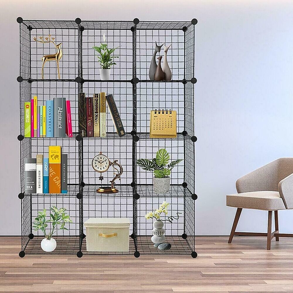12 Cube Wire Grid Organiser Bookcase Storage Cabinet Wardrobe Closet 12 Cube Wire Grid Organiser Bookcase Storage Cabinet Wardrobe Closet