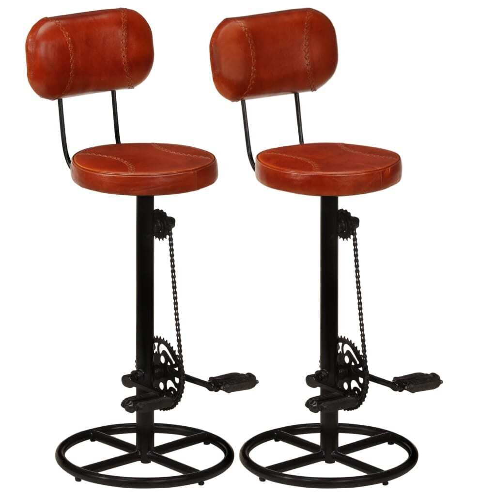 Bar Stools 2 pcs and Real Goat Leather Bar Stools 2 pcs and Real Goat Leather