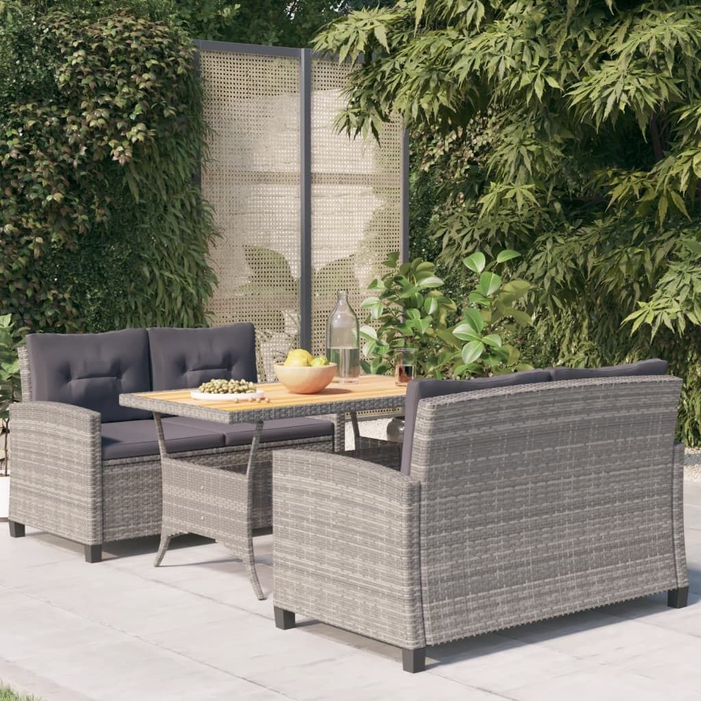 3 Piece Garden Dining Set with Cushions Poly Rattan 3 Piece Garden Dining Set with Cushions Poly Rattan