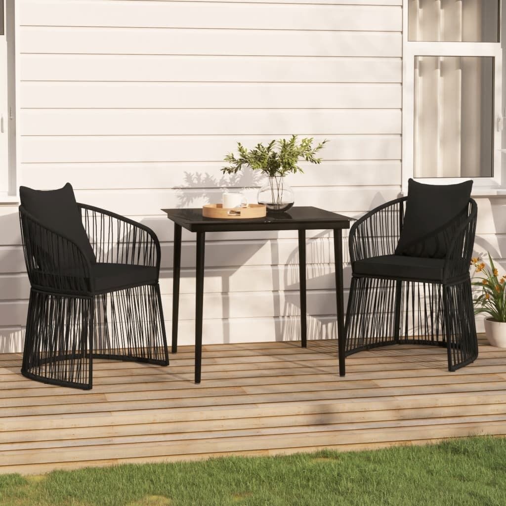 Garden Dining Set with Cushions Black Garden Dining Set with Cushions Black