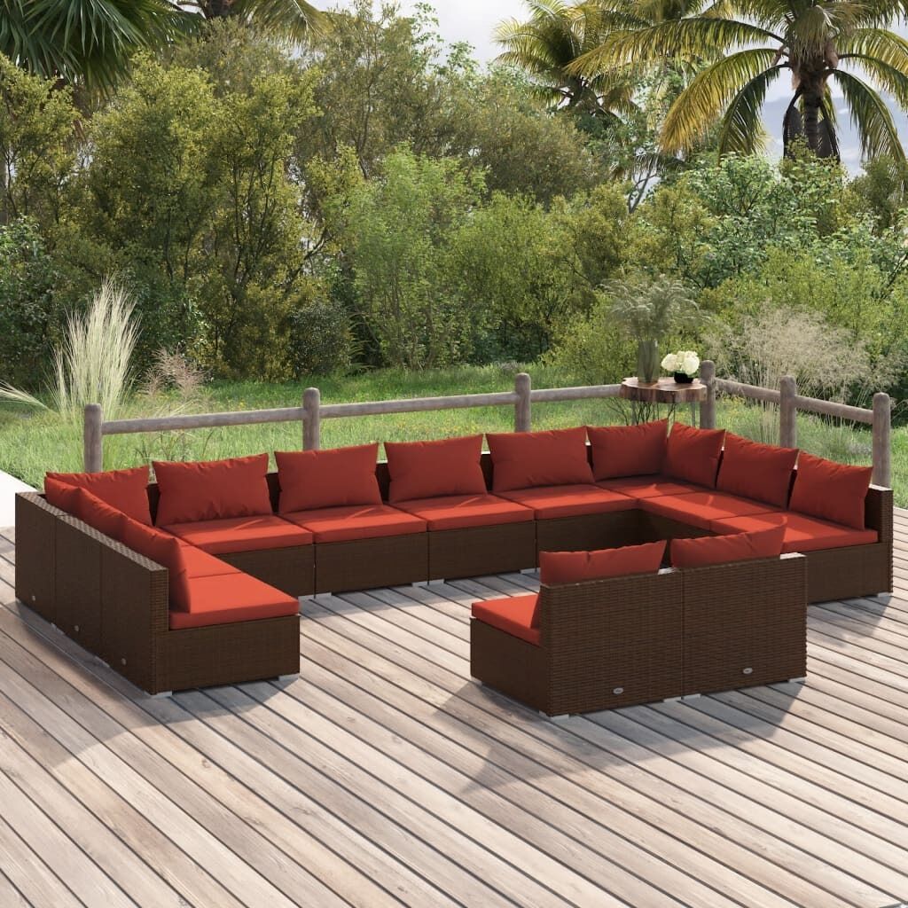 Garden Lounge Set with Cushions Brown Poly Rattan Garden Lounge Set with Cushions Brown Poly Rattan