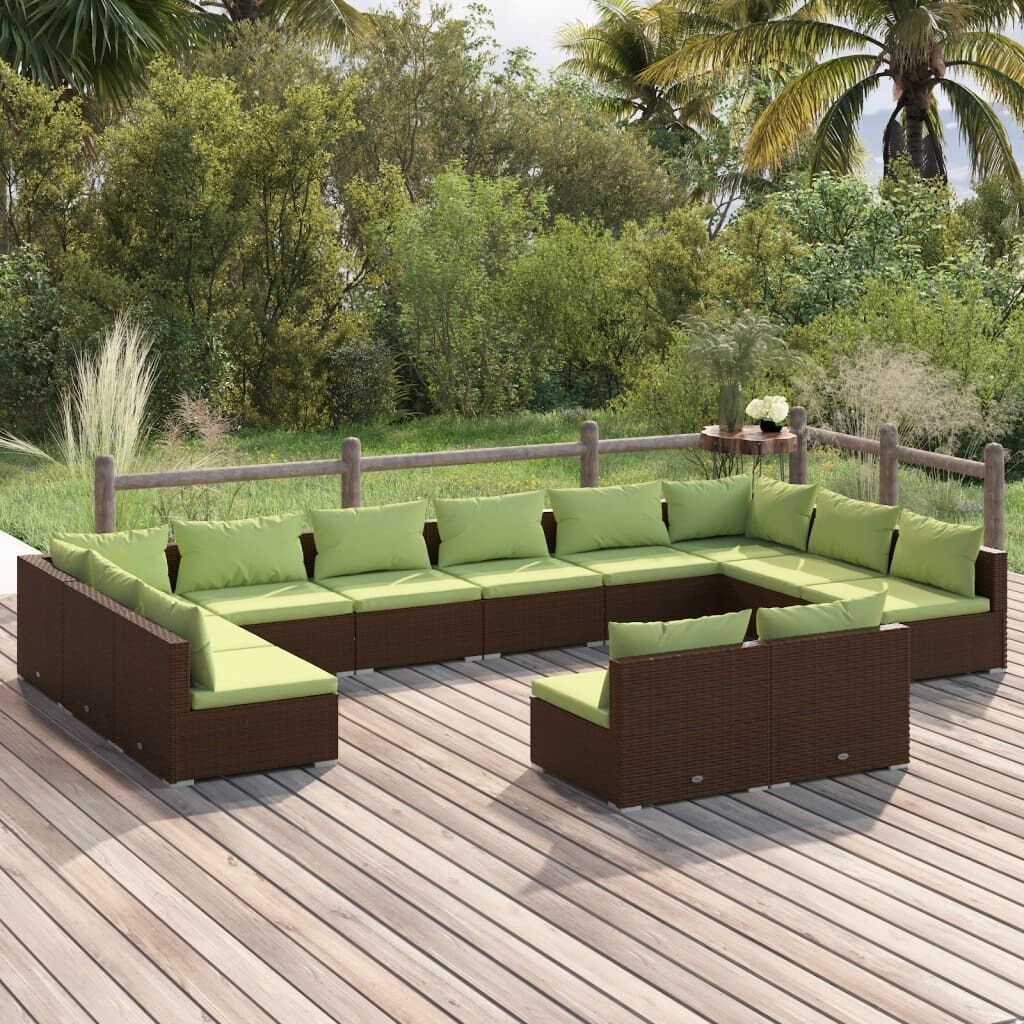 Garden Lounge Set with Cushions Brown Poly Rattan Garden Lounge Set with Cushions Brown Poly Rattan