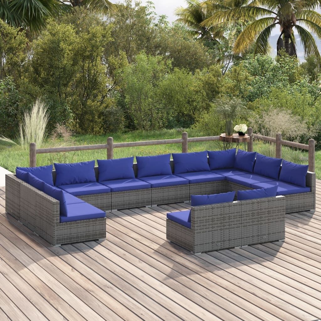 Garden Lounge Set with Cushions Grey Poly Rattan Garden Lounge Set with Cushions Grey Poly Rattan