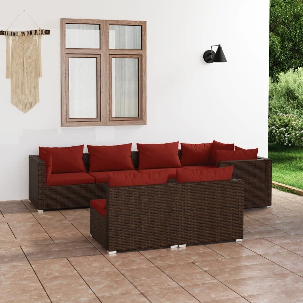 Garden Lounge Set with Cushions Brown Poly Rattan Garden Lounge Set with Cushions Brown Poly Rattan