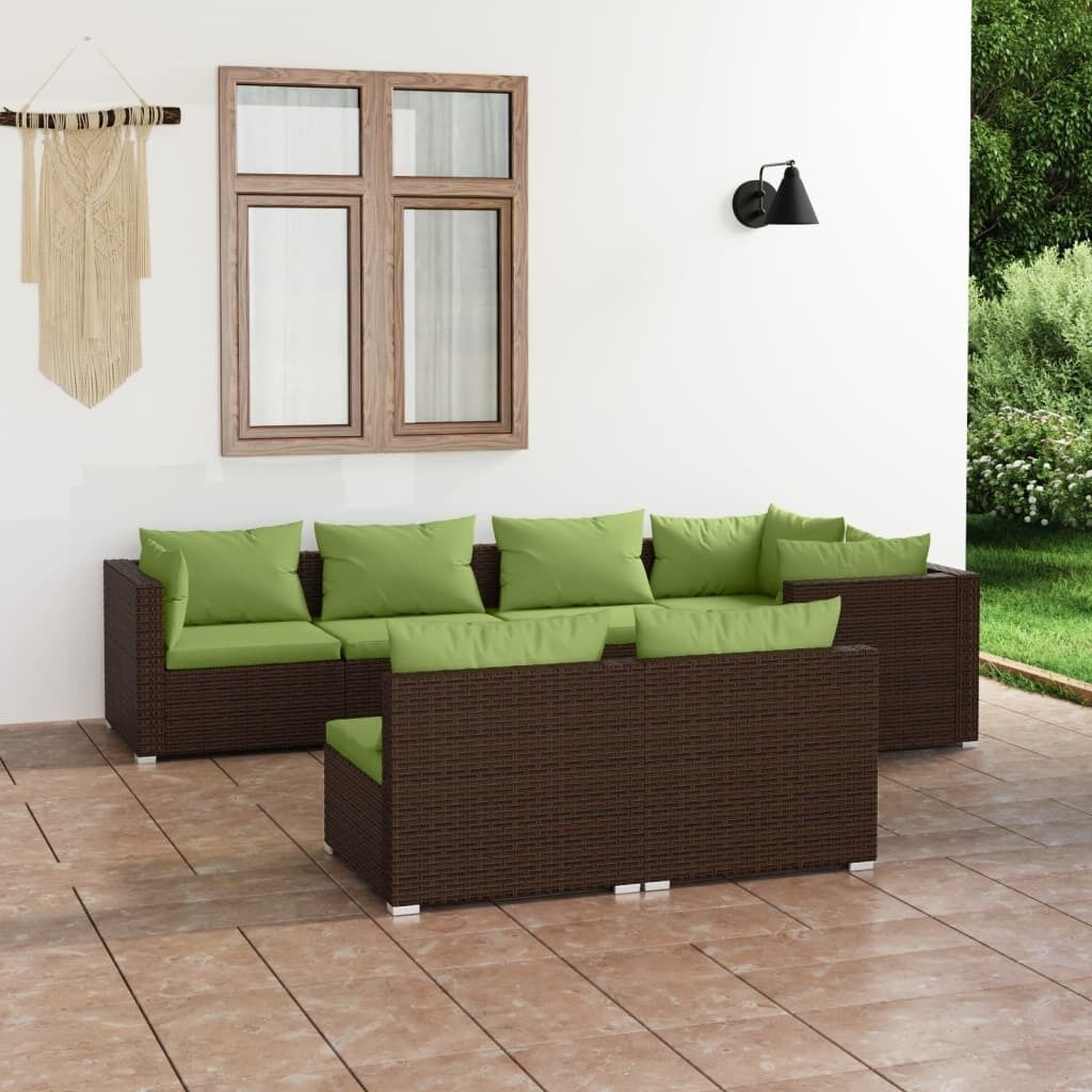 Garden Lounge Set with Cushions Brown Poly Rattan Garden Lounge Set with Cushions Brown Poly Rattan