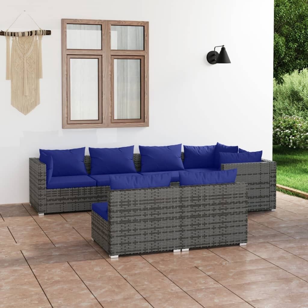 Garden Lounge Set with Cushions Grey Poly Rattan Garden Lounge Set with Cushions Grey Poly Rattan