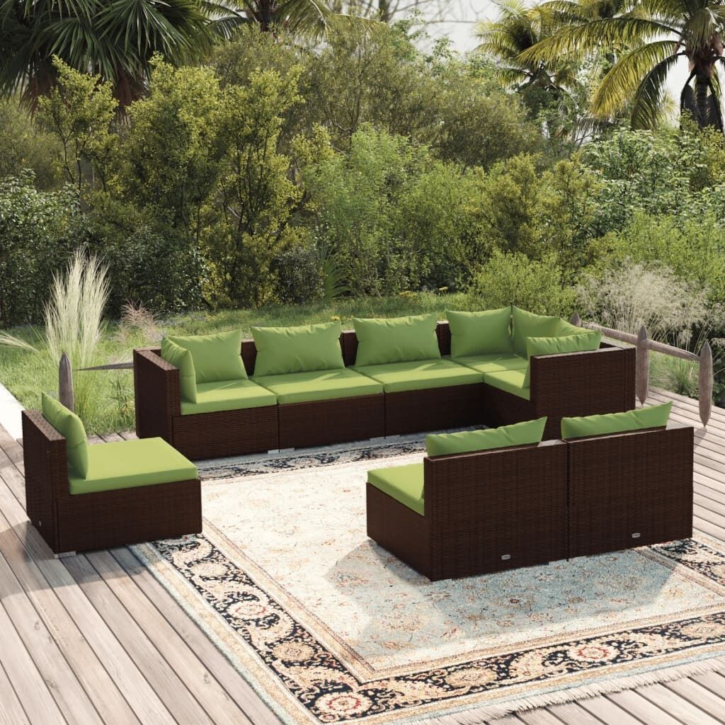 Garden Lounge Set with Cushions Poly Rattan Brown Garden Lounge Set with Cushions Poly Rattan Brown