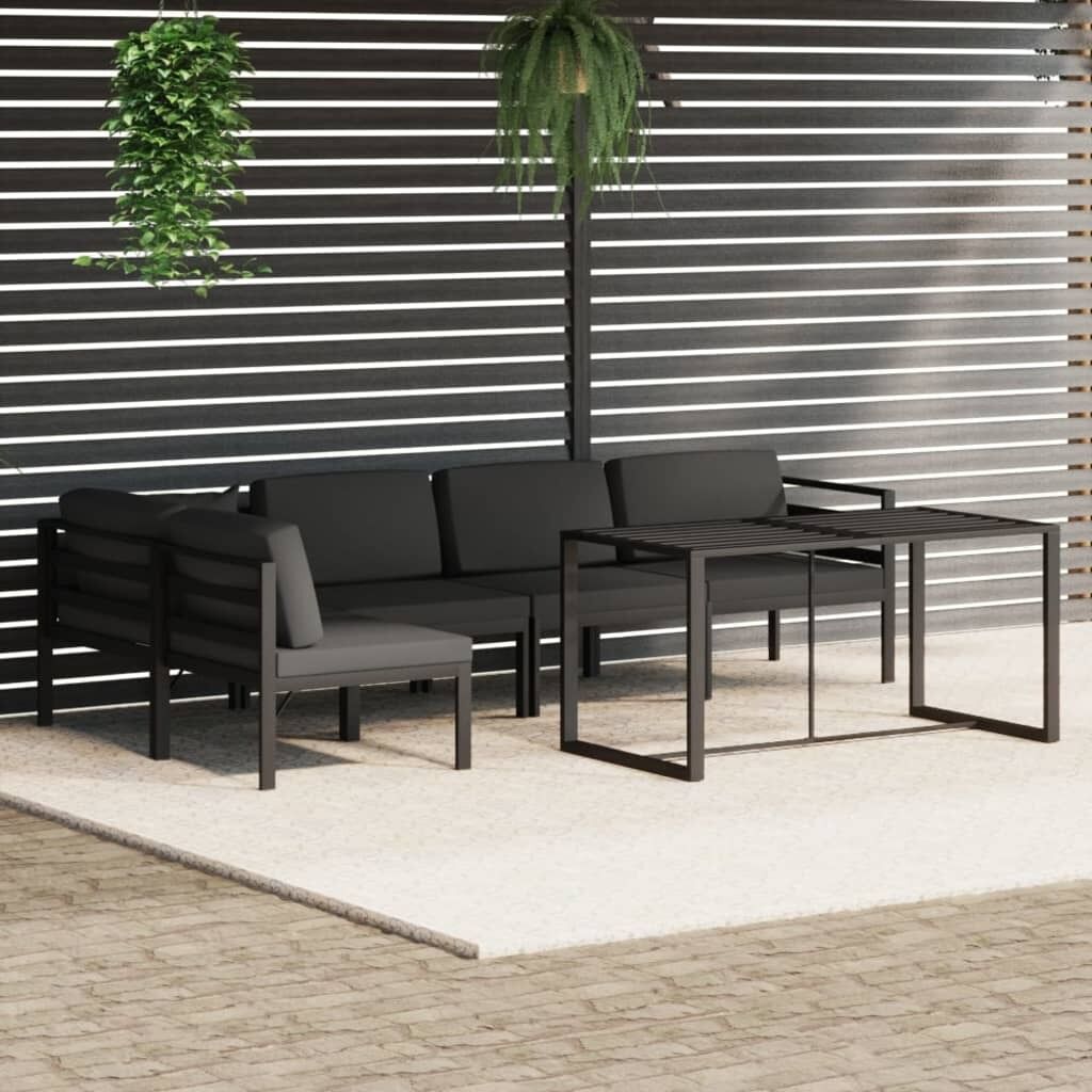Garden Lounge Set with Cushions Aluminium Anthracite Garden Lounge Set with Cushions Aluminium Anthracite