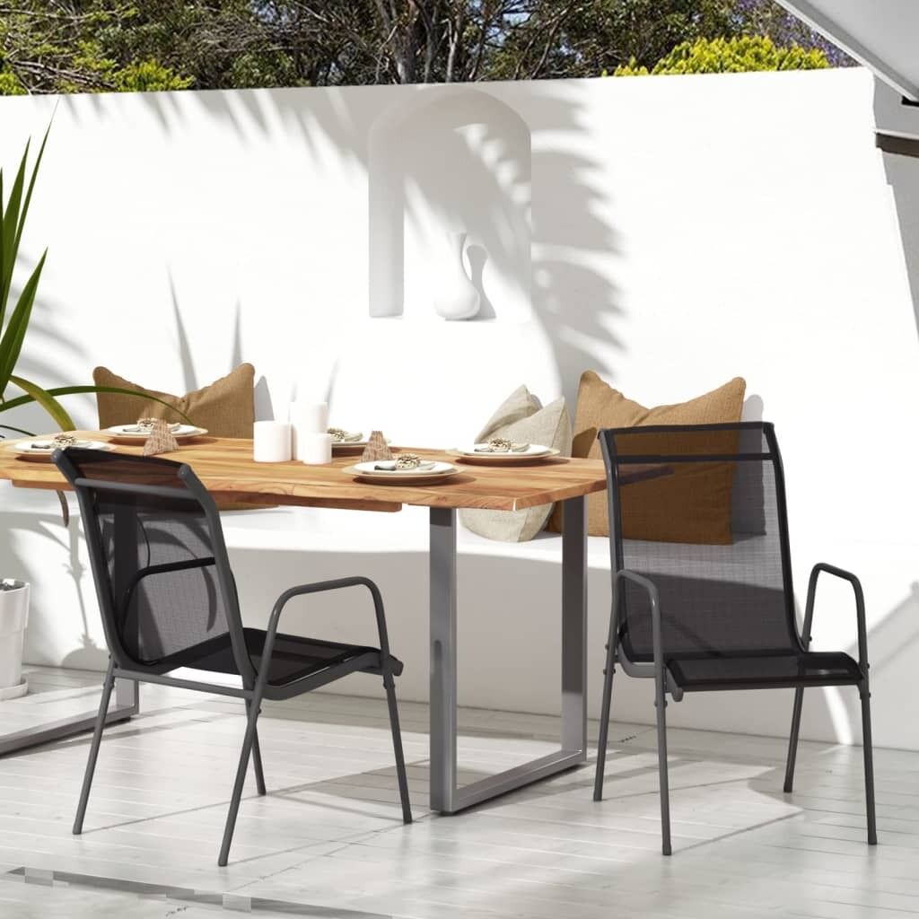 Garden Chairs Steel and Textilene Black Garden Chairs Steel and Textilene Black