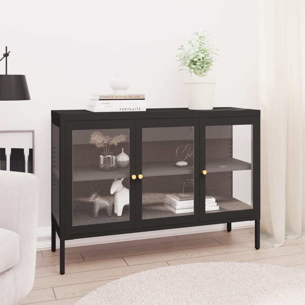 Sideboard 105x35x70 cm Steel and Glass Sideboard 105x35x70 cm Steel and Glass