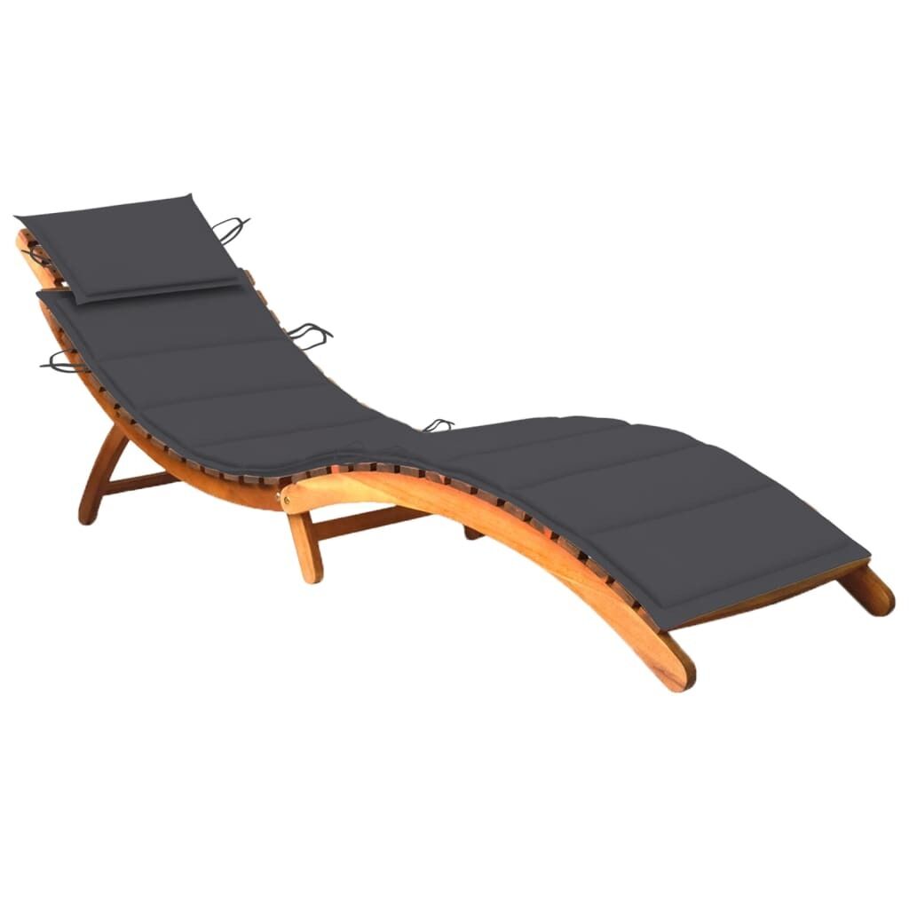 Garden Sun Lounger with Cushion Solid Wood Acacia Garden Sun Lounger with Cushion Solid Wood Acacia