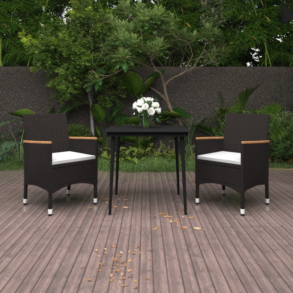 Garden Dining Set with Cushions Poly Rattan and Glass Garden Dining Set with Cushions Poly Rattan and Glass