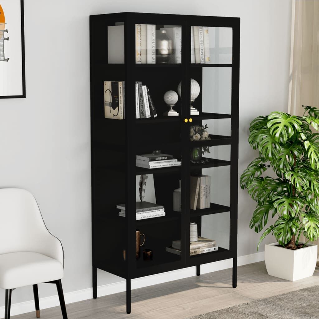 Display Cabinet 90x40x180 cm Steel and Tempered Glass Display Cabinet 90x40x180 cm Steel and Tempered Glass