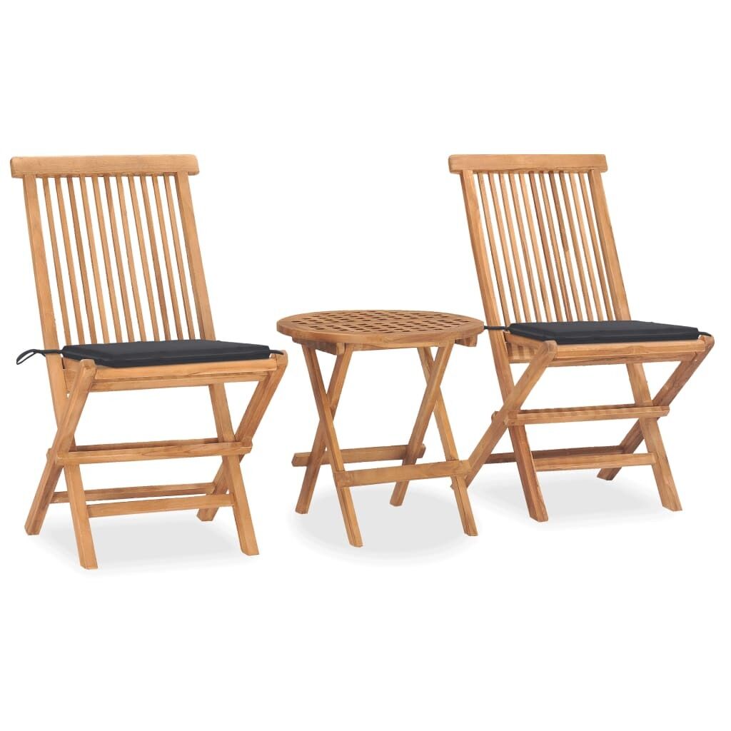 3 Piece Folding Outdoor Dining Set with Cushion Solid Wood Teak 3 Piece Folding Outdoor Dining Set with Cushion Solid Wood Teak