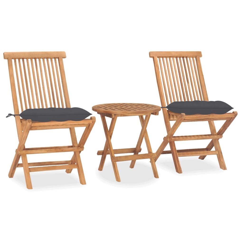 3 Piece Folding Outdoor Dining Set with Cushion Solid Wood Teak 3 Piece Folding Outdoor Dining Set with Cushion Solid Wood Teak