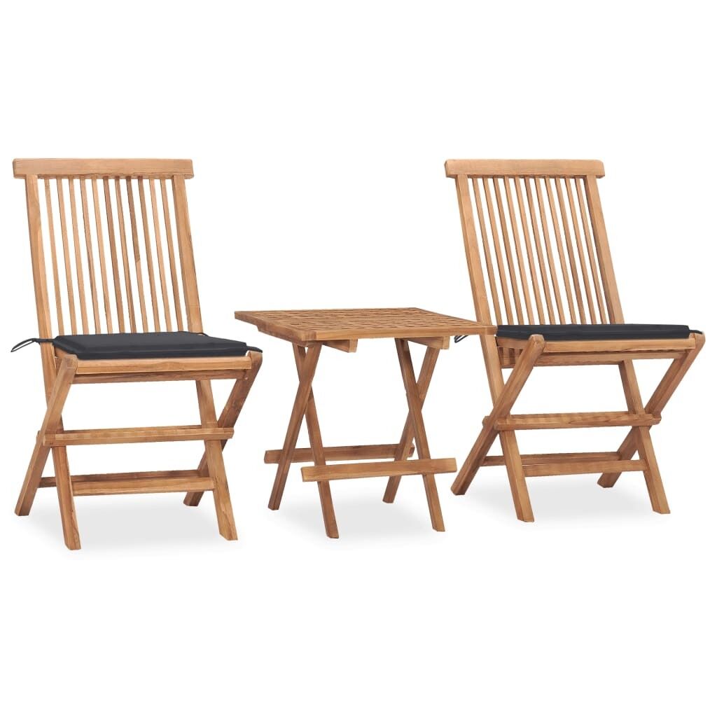 3 Piece Folding Outdoor Dining Set with Cushion Solid Wood Teak 3 Piece Folding Outdoor Dining Set with Cushion Solid Wood Teak